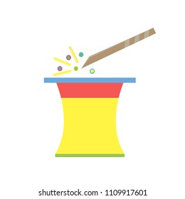 Magic hat magician vector wand illustration icon art cartoon isolated design spark illusion fun