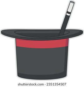 magic, hat, magician, wand, isolated, black, illusion, wizard, trick