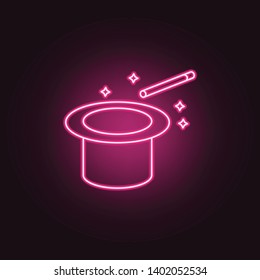 magic hat neon icon. Elements of Party set. Simple icon for websites, web design, mobile app, info graphics