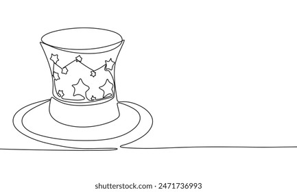Magic hat one line continuous. Line art Magic cap. Hand drawn vector art.