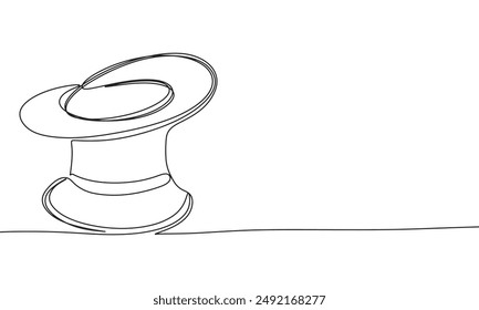 Magic hat one line continuous. Magic cap line art. Hand drawn vector art.