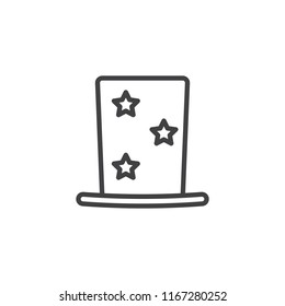 Magic hat outline icon. linear style sign for mobile concept and web design. Magician line vector icon. Symbol, logo illustration. Pixel perfect vector graphics