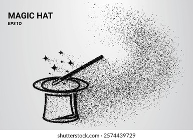 Magic Hat of particles. Magic Hat consists of small circles. Vector illustration.