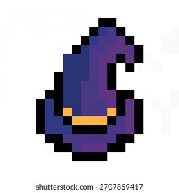 Magic hat pixel art icons 16x16 pixels, use for game retro icon y2k style vintage computer, vector illustration