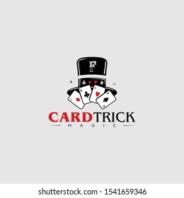 Magic Hat and Playing Card for a Magician Logo