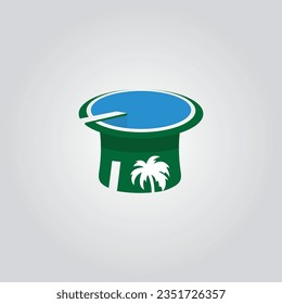 Magic hat Pool logo design icon element vector