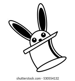 magic hat rabbit appear design outline vector illustration eps 10