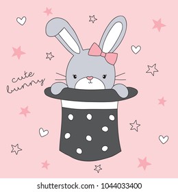 magic hat with rabbit bunny vector illustration