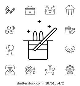 Magic, hat, rabbit flat vector icon in amusement pack
