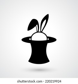 magic hat with rabbit icon vector