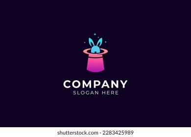 magic hat and rabbit modern logo design