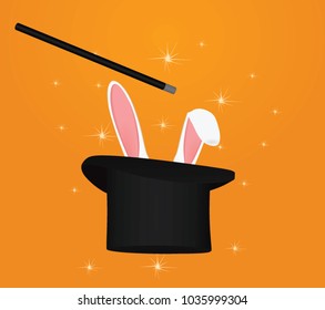 Magic hat and rabbit's ears. vector illustration