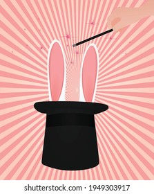 Magic hat and rabbit's ears. vector illustration