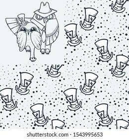 Magic hat seamless pattern. Cute doodle illustration. Vector hand draw illustration