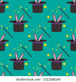 Magic hat seamless pattern vector illustration
