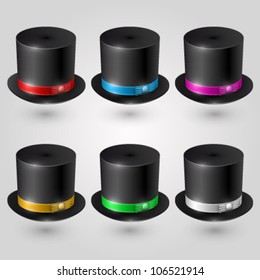 Magic hat set icon, Cap color sign, Vector illustration