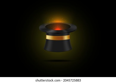 magic hat with sparkling light coming out from within