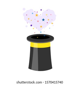 Magic hat with sparkling stars in heart shape vector illustration