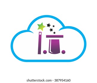 magic hat sparkling wand witch wizard cloudy image icon