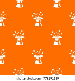Magic hat with stars pattern repeat seamless in orange color for any design. Vector geometric illustration