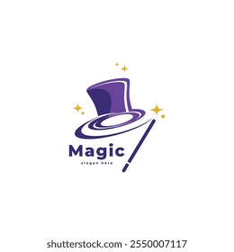 Magic hat with stick star logo design inspiration