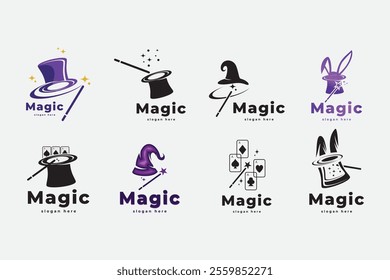 Magic hat with stick star logo design inspiration