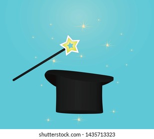 Magic Hat Stick Vector Illustration Stock Vector (Royalty Free) 1435713323