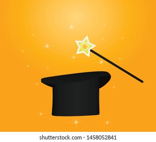 Magic Hat Stick Vector Illustration Stock Vector (Royalty Free) 1435713323