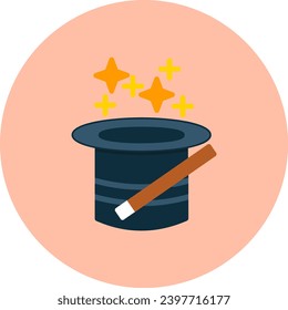 Magic Hat Vector Icon Flat Circle Style