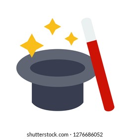 Magic hat vector, Magic related flat design icon