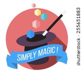 Magic Hat and Wand Flat Vector Illustration