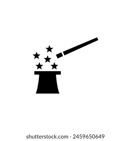 Magic Hat and Wand flat vector icon. Simple solid symbol isolated on white background. Magic Hat and Wand sign design template for web and mobile UI element