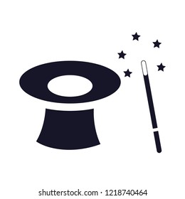 Magic hat ,magic wand icon vector logo template