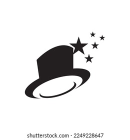 Magic hat and wand icon,logo illustration design