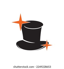 Magic hat and wand icon,logo illustration design
