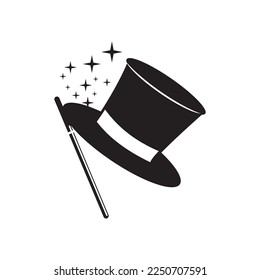 Magic hat and wand icon,logo illustration design