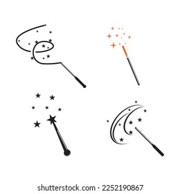 Magic hat and wand icon,logo illustration design