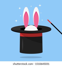 Magic hat wand Rabbit Illustration Magician Vector