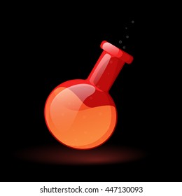 Magic health potion in the bottle with stopper game icon. Vector design for app user interface