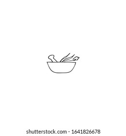 A magic herb potion. Hand drawn isolated icon, vector logo element. For apothecaries and souvenir shops. For magic performances, magicians and illusionists. For business identity and branding.