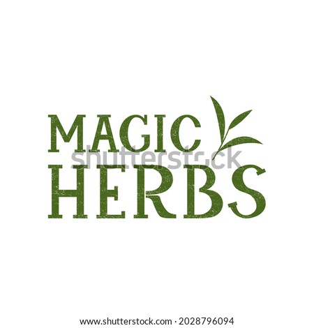 Magic Herbs. Lettering in an ecological style