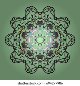 Magic holiday abstract background with star and falling snowflakes. Christmas s. Vector illustration.