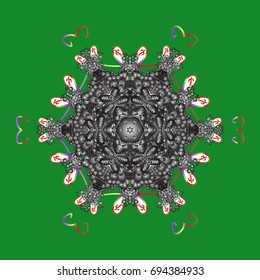 Magic holiday abstract background with star and falling snowflakes. Christmas. Vector illustration.