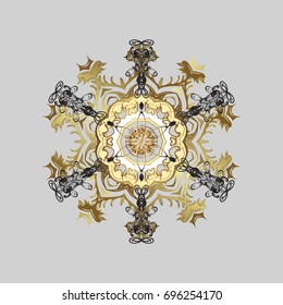 Magic holiday abstract background with star and falling snowflakes. Christmas s. Vector illustration.