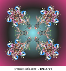 Magic holiday abstract background with star and falling snowflakes. Christmas s. Vector illustration.