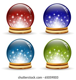 magic holiday globe set with stars over white