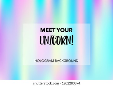 Magic Hologram Gradient Vector Background. Bright Trendy Tender Pearlescent Glam Overlay. Cool Funky Holographic Princess, Fairytale, Cute Girlie Texture. 