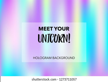 Magic Hologram Lights Vector Background. Luxury Trendy Tender Pearlescent Glam Overlay. Rainbow Holographic Princess, Fairytale, Cute Girlie Texture. Unicorn Fairy Tale Glitch Hologram Gradient