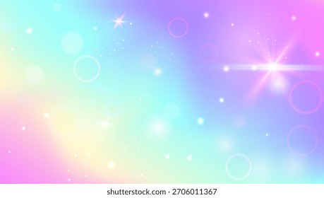 Holograma mágico. Fondo De Princesa Rosa Y Hermoso Patrón De Hadas. Gradiente Kawaii púrpura. Linda Textura Brillante Con Brillo De Caramelo Y Efecto De Acuarela. Holograma mágico azul.