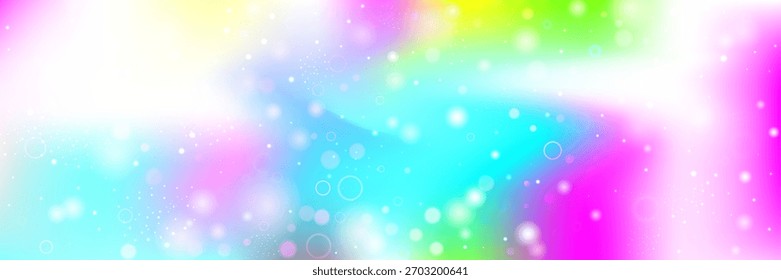Holograma mágico. Gradiente De Princesa Rosa Y Hermoso Fondo Kawaii. Patrón de unicornio púrpura. Diseño De La Muchacha De La Acuarela En Un Telón De Fondo Ligero De La Sirena. Holograma mágico azul.